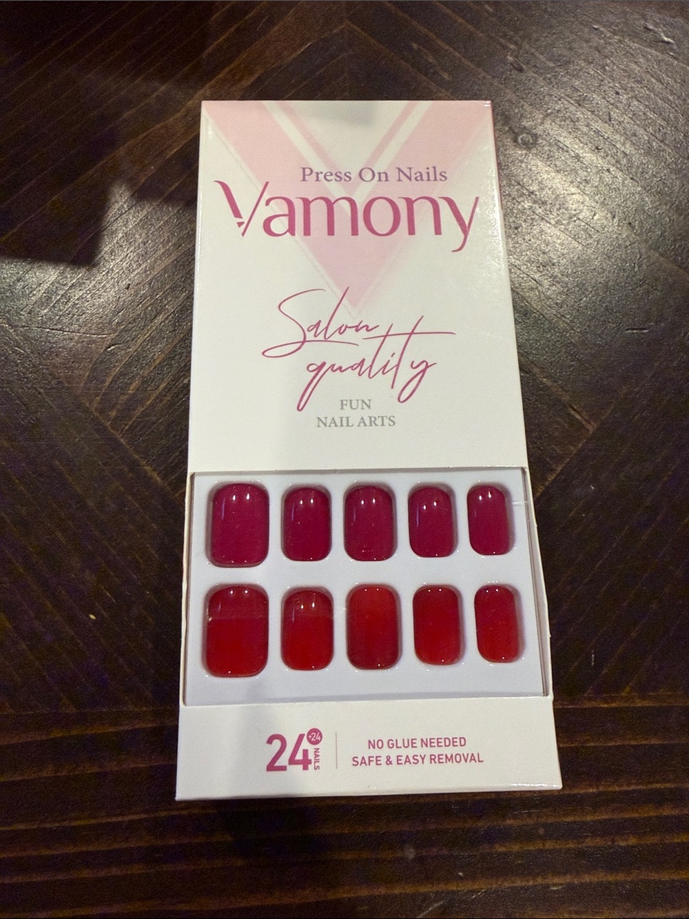 Press-On Nails — Deep Red Salon Quality Set